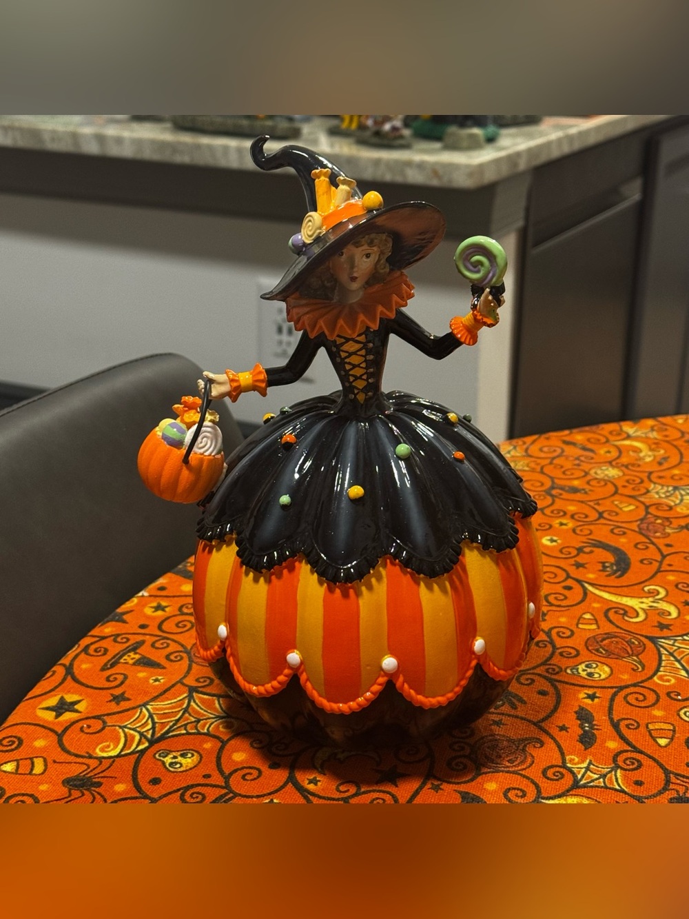 Halloween Witch Pumpkin Figurine